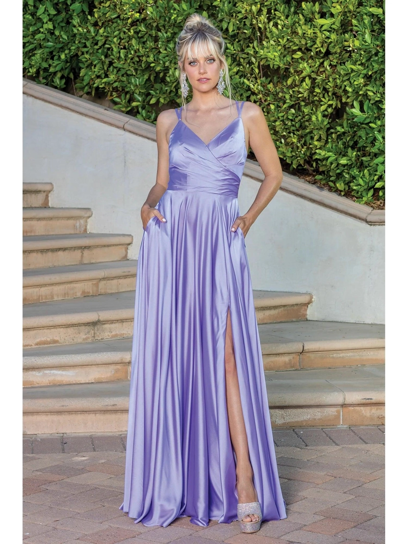 VESTIDO FIESTA MUJER UNIQUE LILA LARGO L4263 - 3