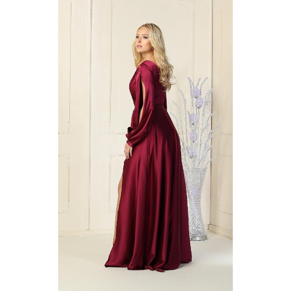 VESTIDO MUJER UNIQUE GRANATE LARGO L1857 - 3