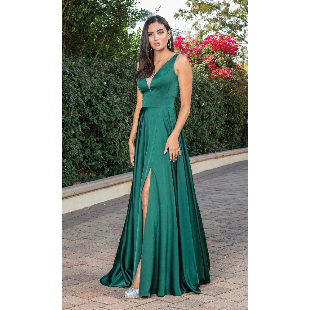 VESTIDO FIESTA MUJER UNIQUE VERDE LARGO L4304 - 1