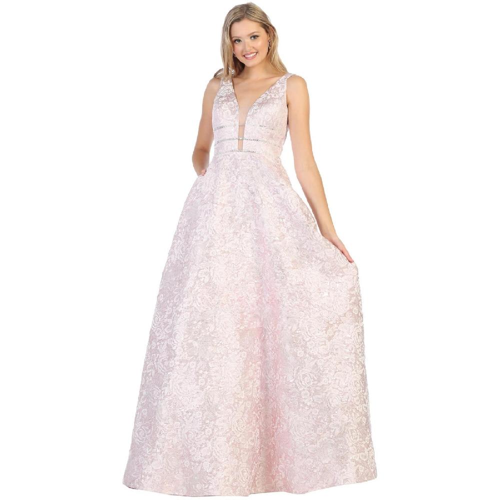 VESTIDO MUJER UNIQUE CHAMPAGNE LARGO L7787 - 2