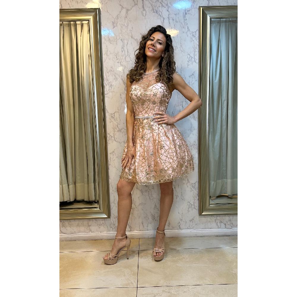 VESTIDO MUJER UNIQUE ROSADO CORTO C3224 - 1