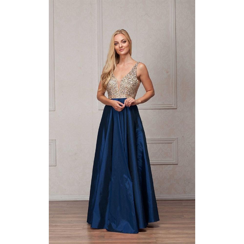 VESTIDO MUJER UNIQUE AZUL LARGO L772 - 5