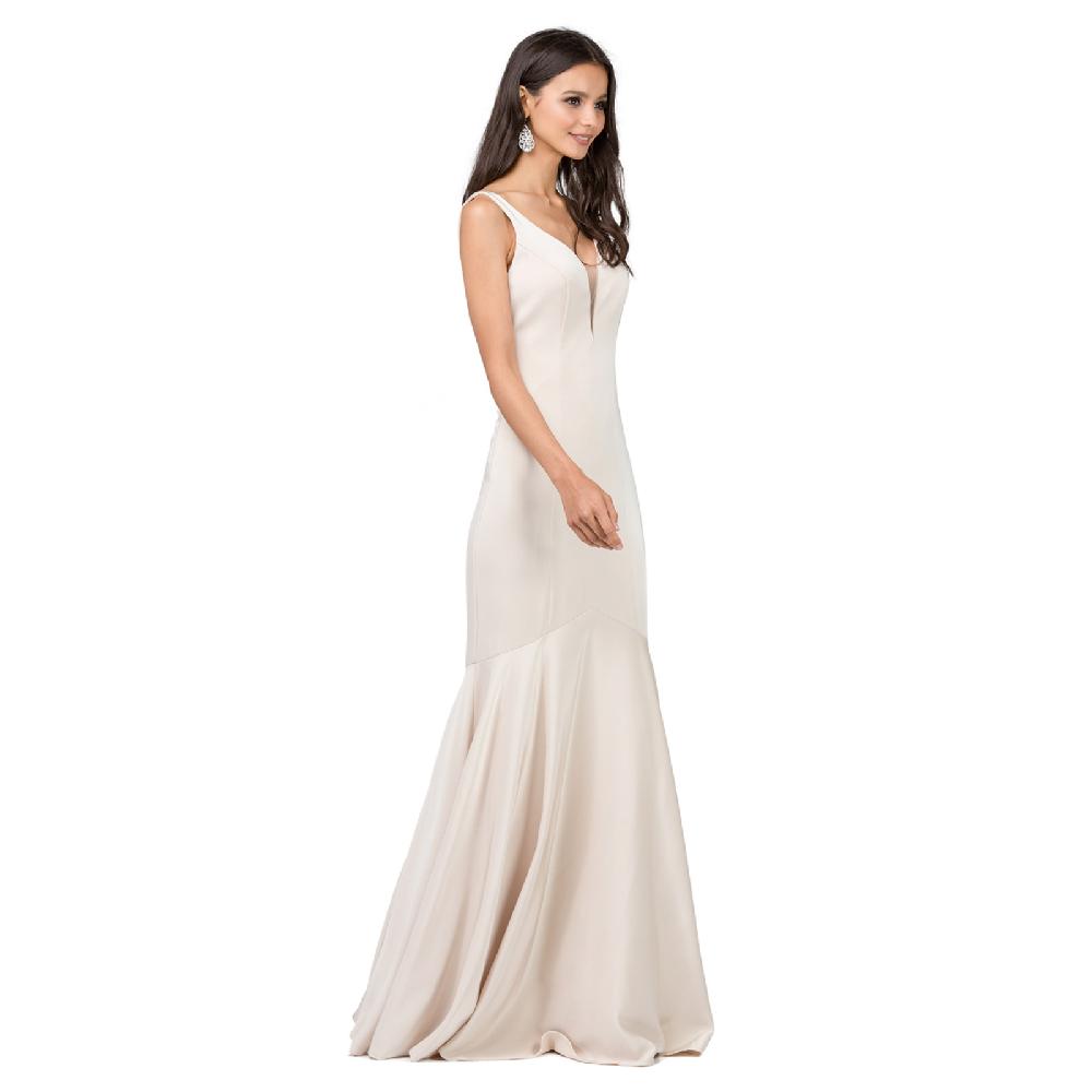 VESTIDO MUJER UNIQUE CHAMPAGNE LARGO L2186 - 1