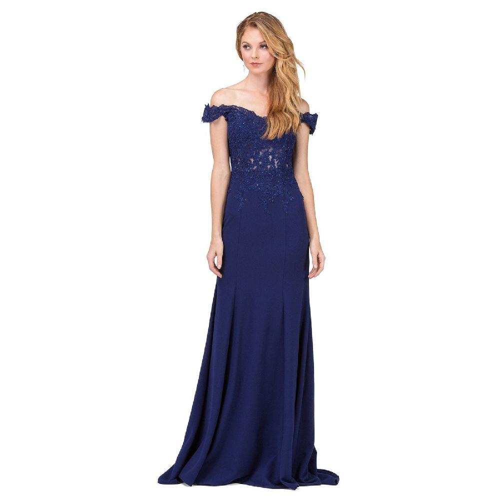 VESTIDO MUJER UNIQUE AZUL LARGO L2358 - 1