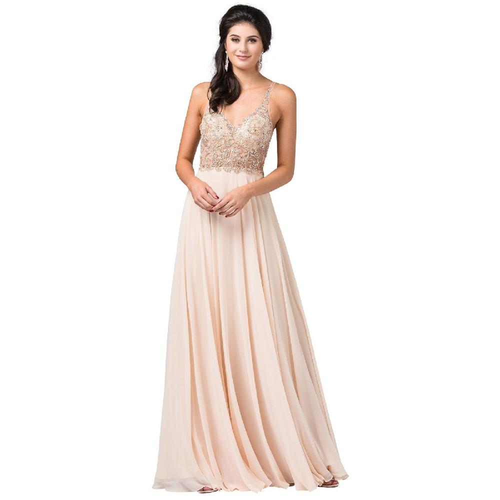 VESTIDO MUJER UNIQUE DORADO LARGO L2513 - 1