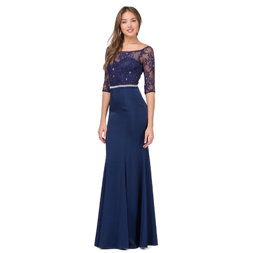 VESTIDO MUJER UNIQUE AZUL LARGO L2201 - 1