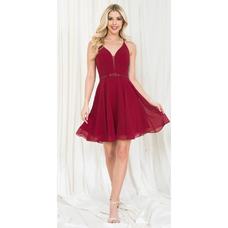 VESTIDO MUJER UNIQUE GRANATE CORTO C027 - 1