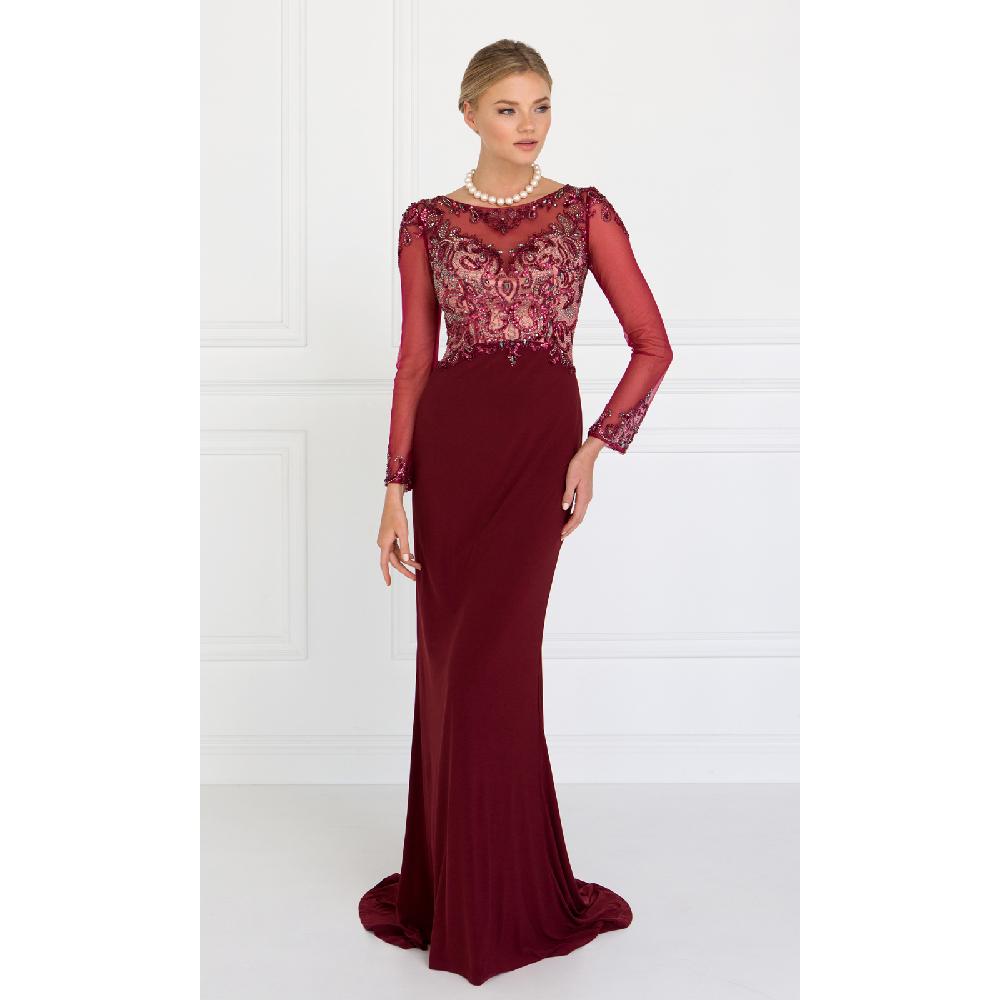 VESTIDO MUJER UNIQUE BURDEO LARGO L1506 - 1