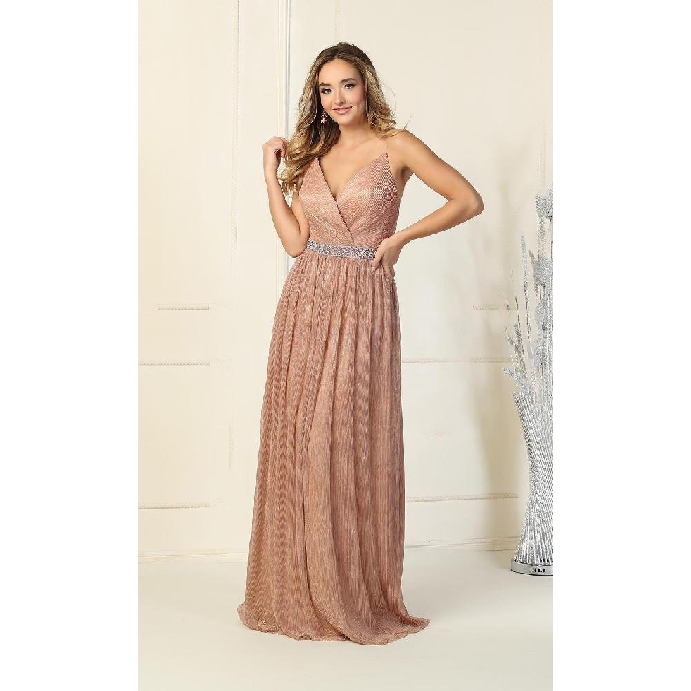 VESTIDO MUJER UNIQUE ROSADO LARGO L1841 ROSE GOLD - 1