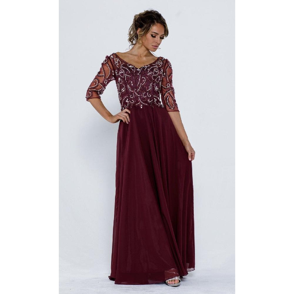 VESTIDO MUJER UNIQUE BURDEO LARGO L746 - 1