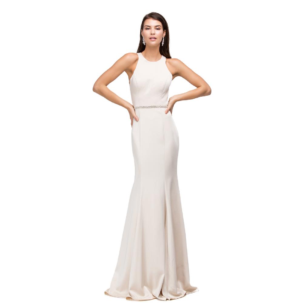 VESTIDO MUJER UNIQUE CHAMPAGNE LARGO L9757 - 1