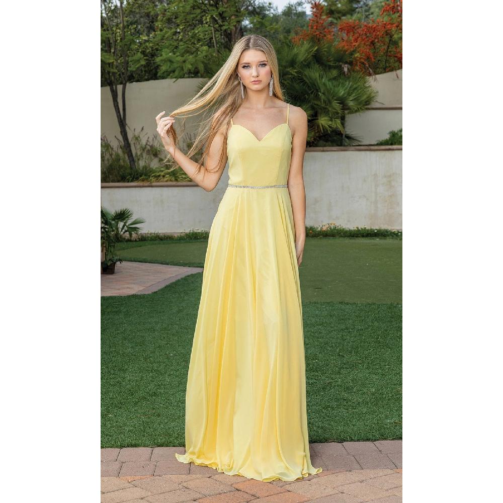VESTIDO MUJER UNIQUE AMARILLO LARGO L4030 - 1