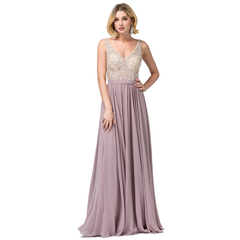 VESTIDO MUJER UNIQUE PALO ROSA LARGO L2569 - 1