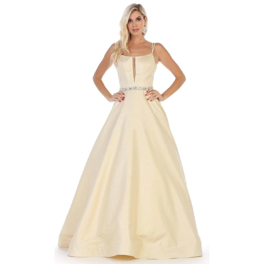 VESTIDO MUJER UNIQUE DORADO LARGO L7734 - 1