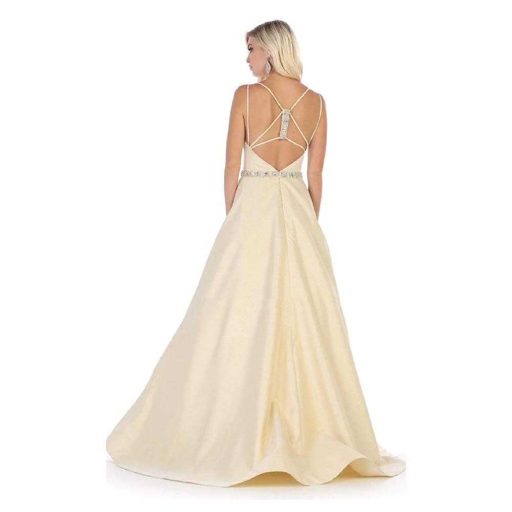 VESTIDO MUJER UNIQUE DORADO LARGO L7734 - 2