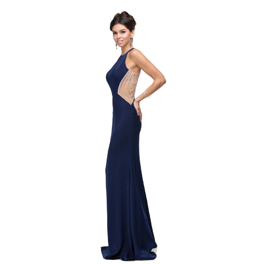VESTIDO MUJER UNIQUE AZUL MARINO LARGO L9746 - 1