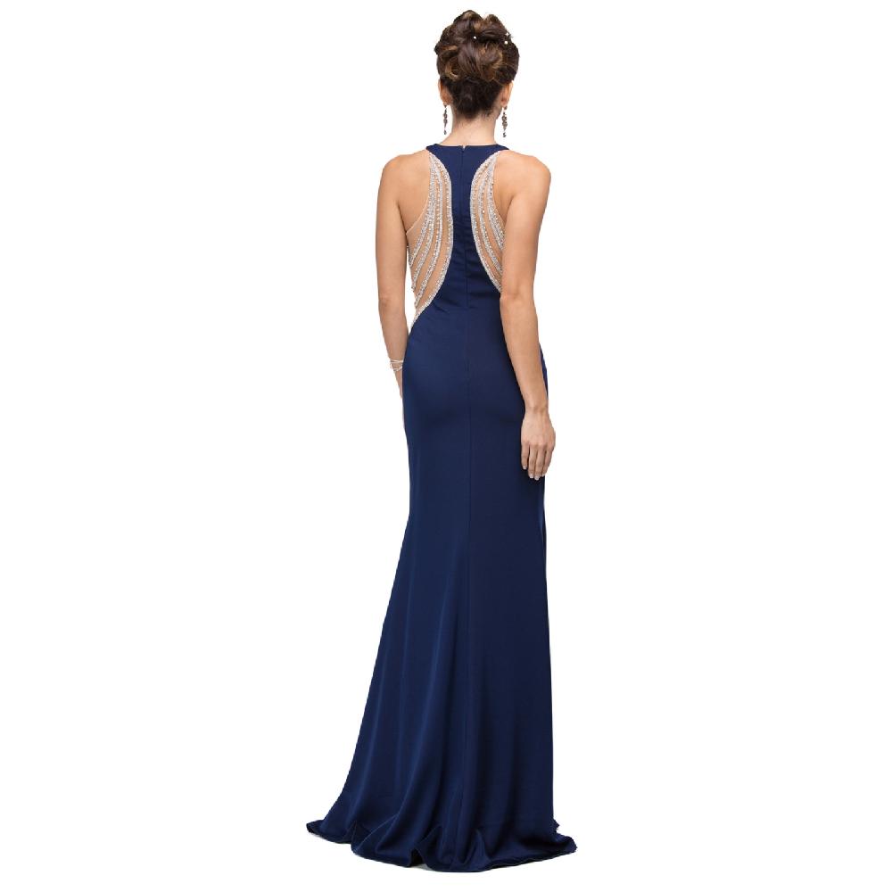 VESTIDO MUJER UNIQUE AZUL MARINO LARGO L9746 - 2