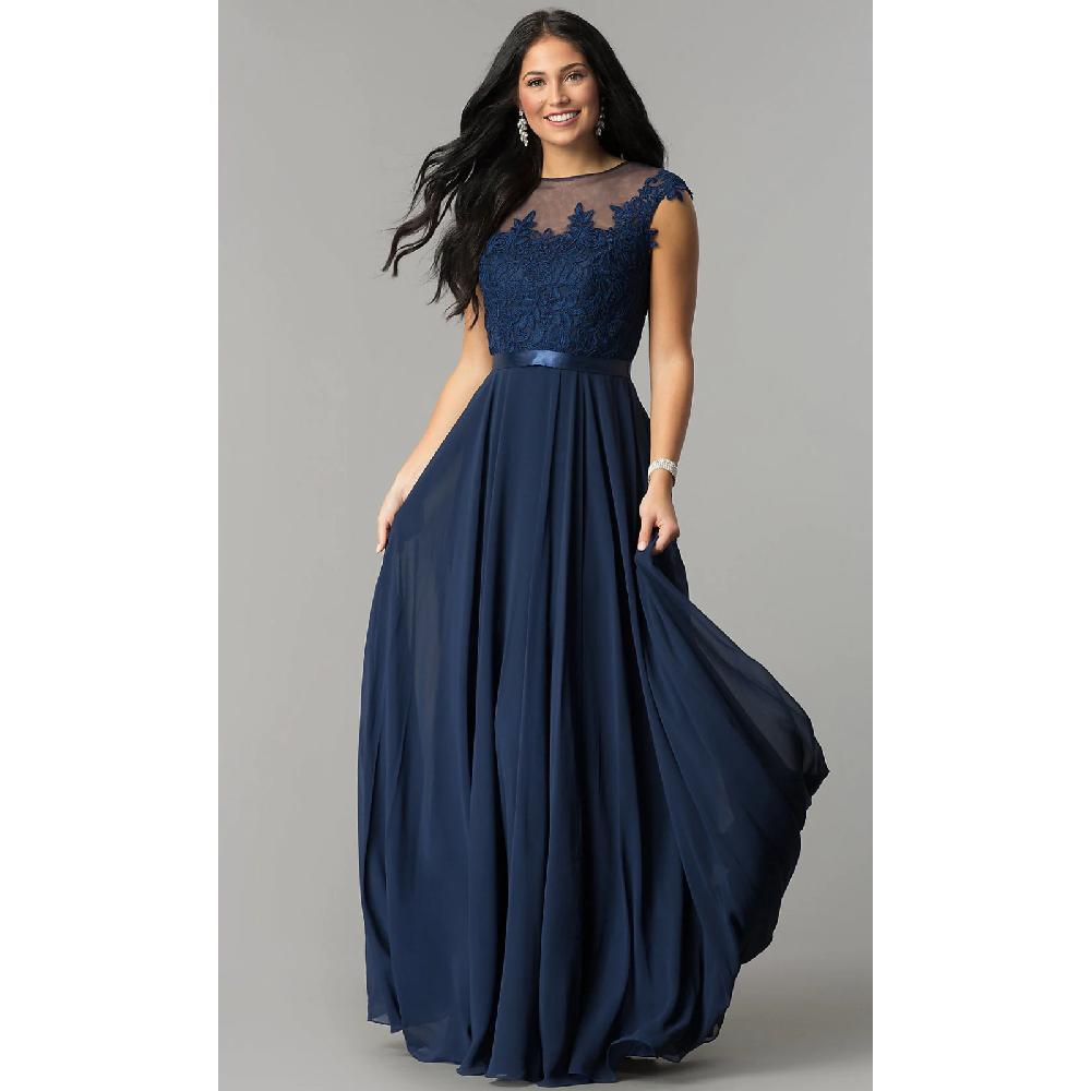 VESTIDO MUJER UNIQUE AZUL LARGO L2121 - 1