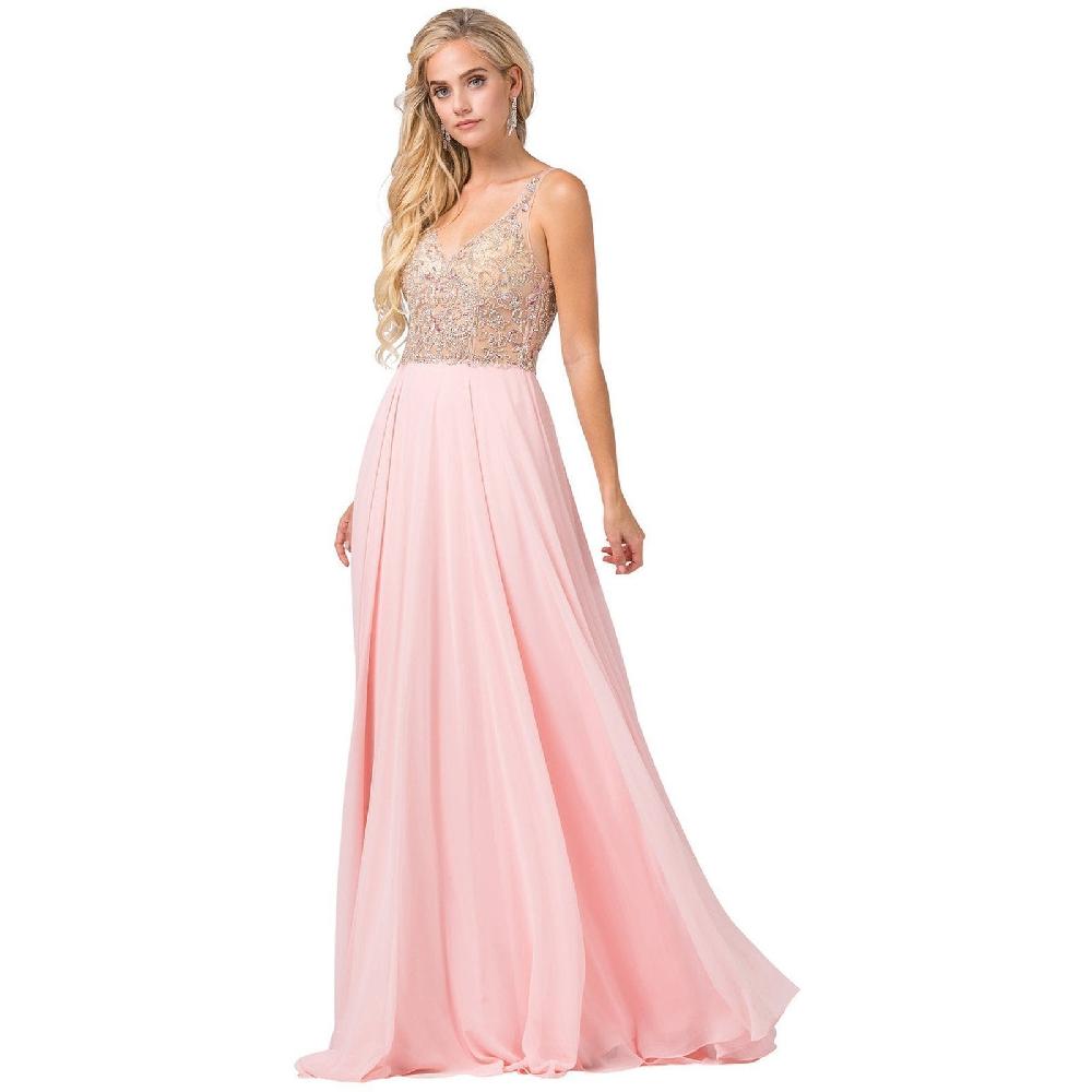 VESTIDO MUJER UNIQUE ROSADO LARGO L2513 - 1