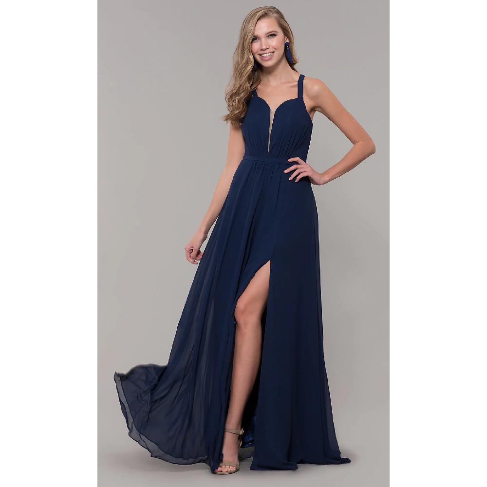 VESTIDO MUJER UNIQUE AZUL LARGO L2541 - 1