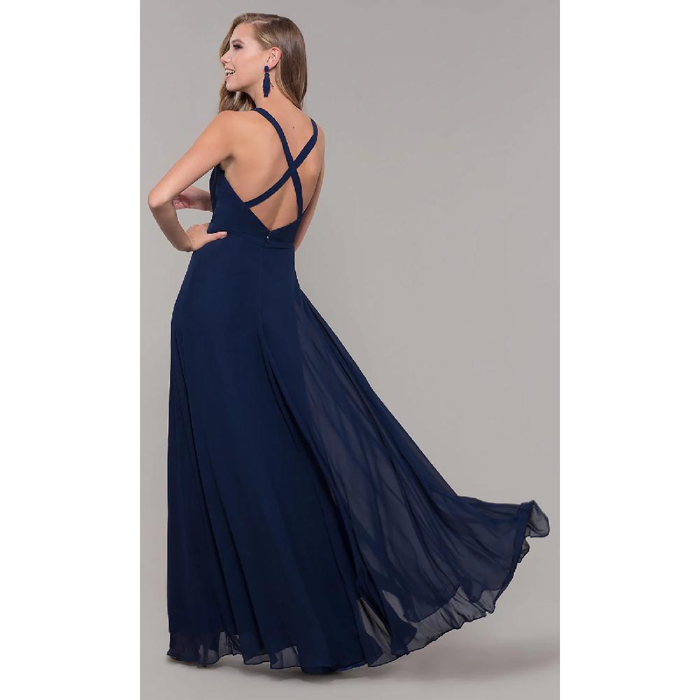 VESTIDO MUJER UNIQUE AZUL LARGO L2541 - 2