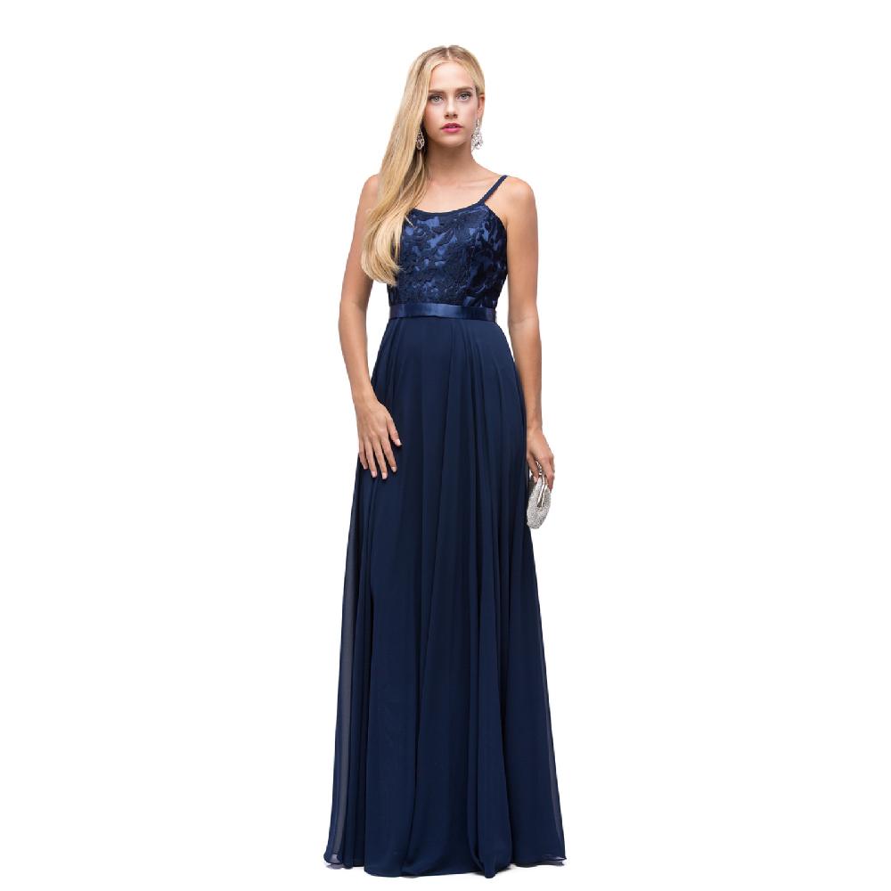 VESTIDO MUJER UNIQUE AZUL MARINO LARGO L9914 - 1