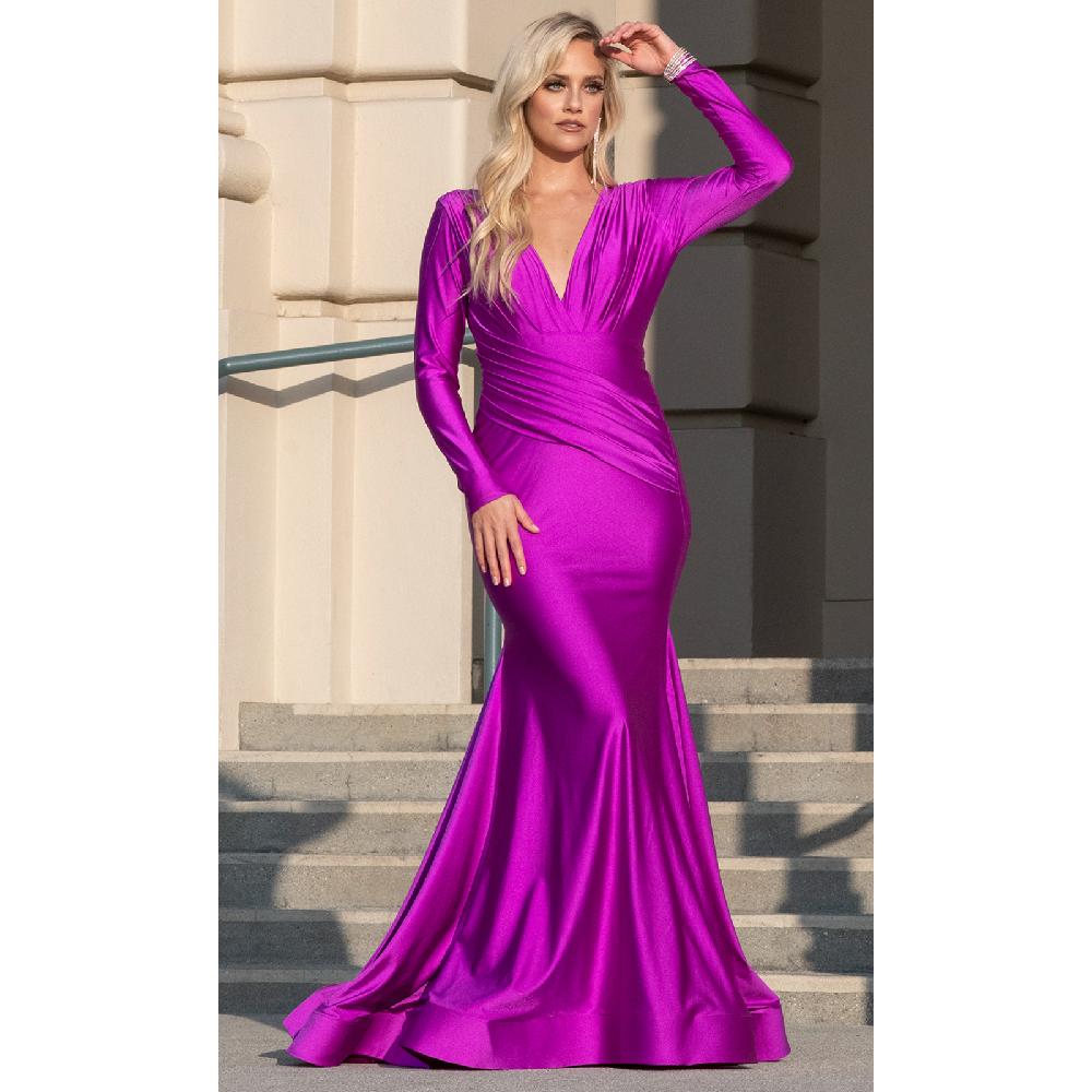 VESTIDO MUJER UNIQUE MAGENTA LARGO L381 - 1