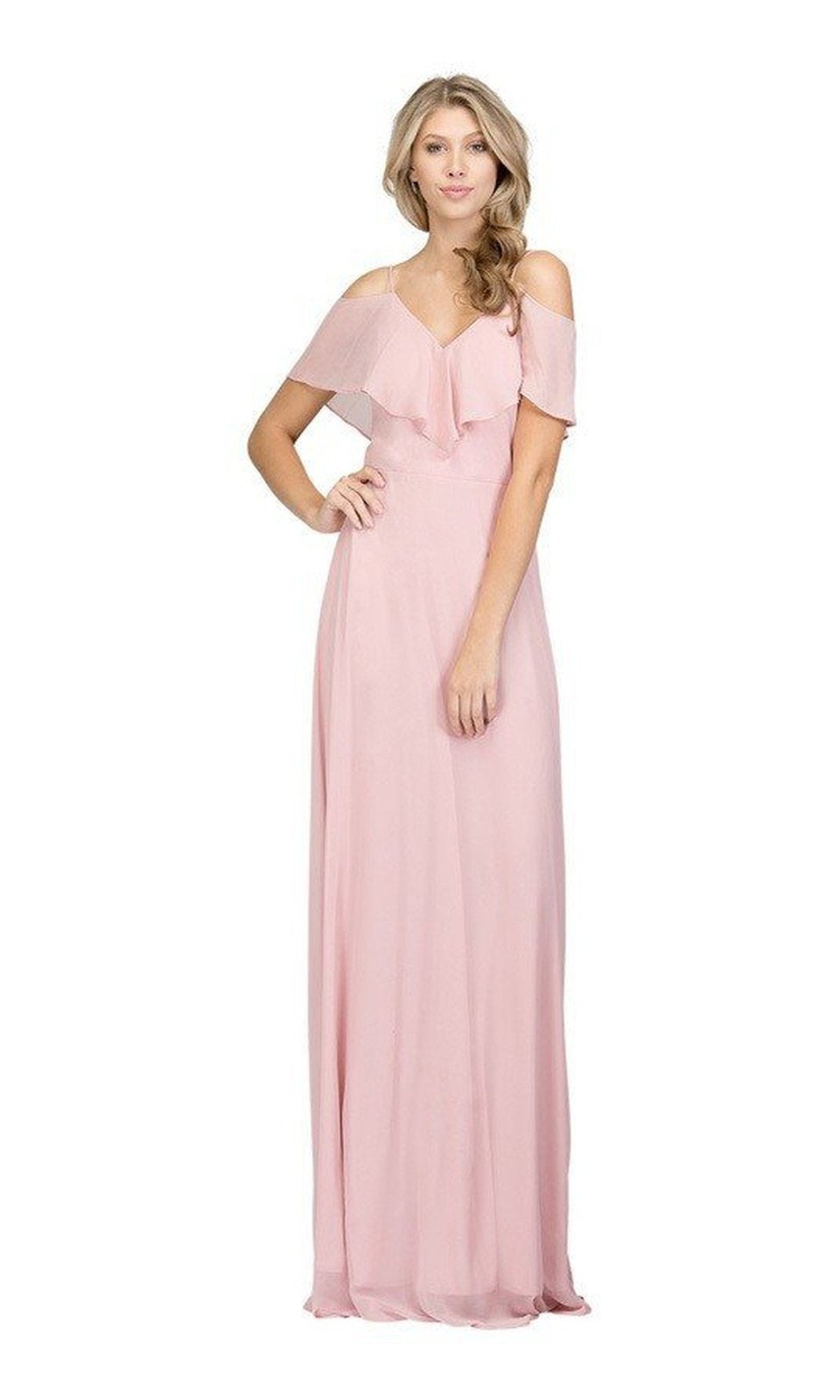 VESTIDO DE FIESTA LARGO L4004 ROSADO - 1