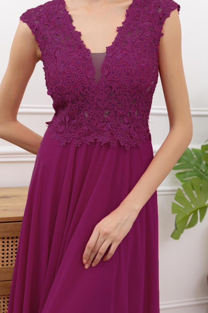VESTIDO DE FIESTA LARGO L9336 MORADO - 3