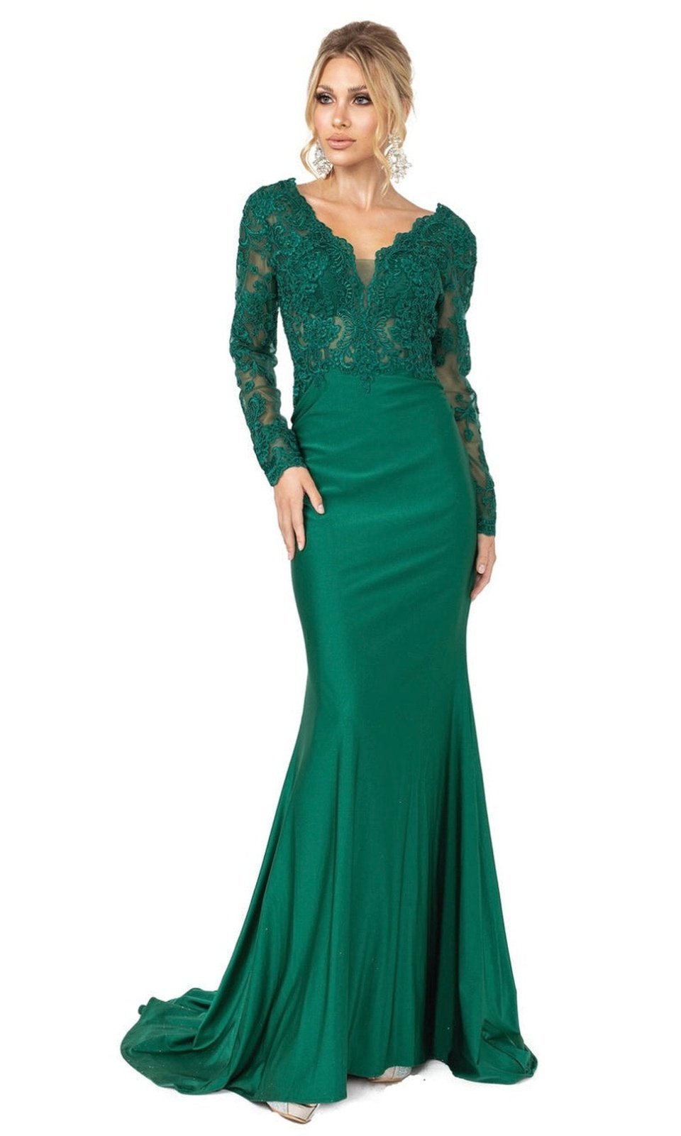 VESTIDO DE FIESTA LARGO L4124 VERDE - 1