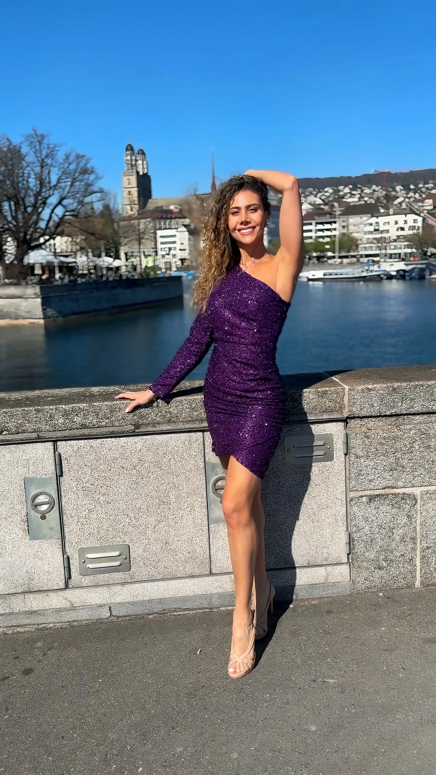 VESTIDO CORTO C8606 MORADO - 1