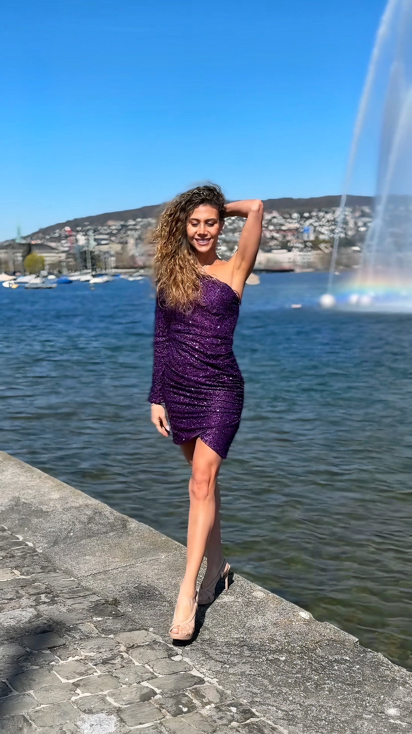 VESTIDO CORTO C8606 MORADO - 5