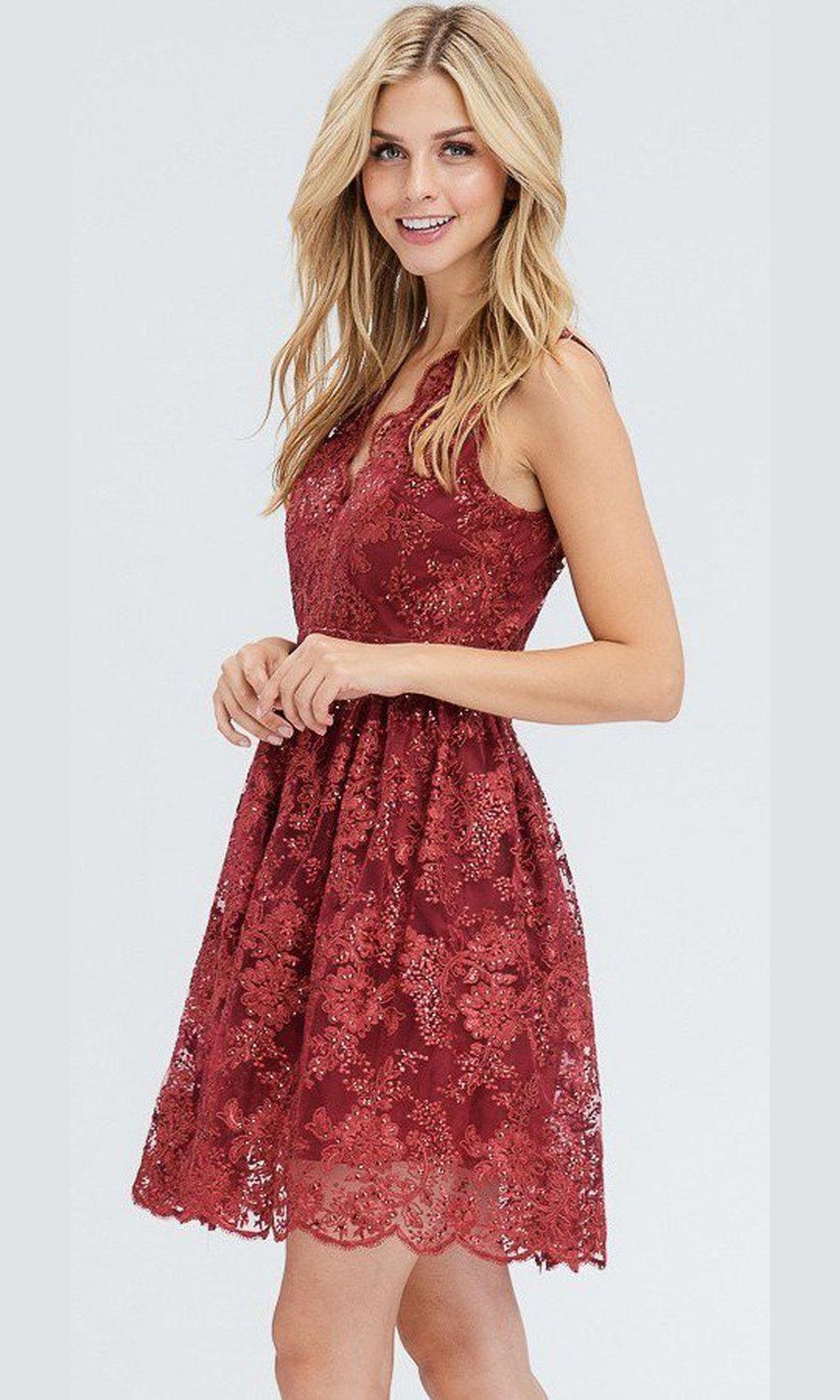 VESTIDO CORTO C9346 GRANATE - 2