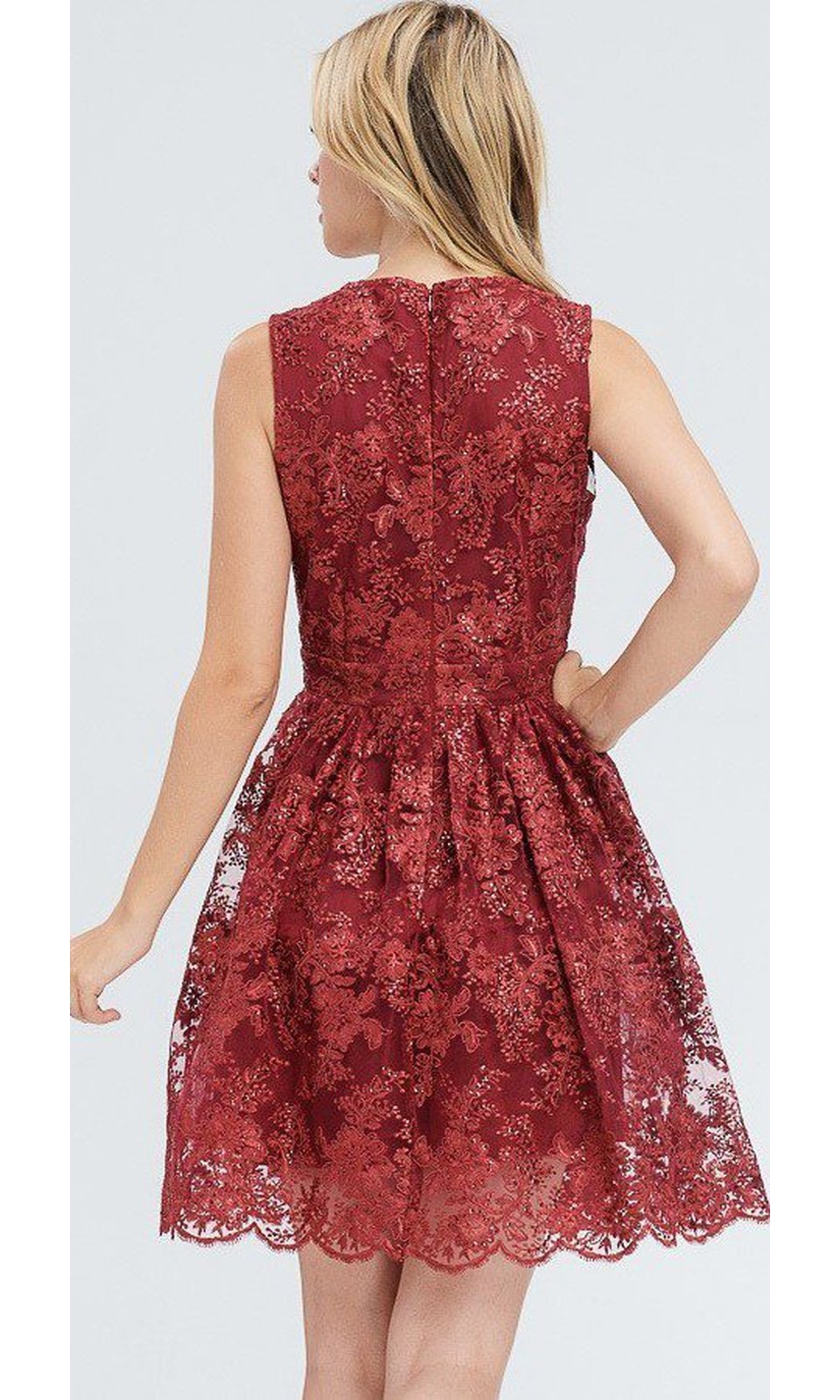 VESTIDO CORTO C9346 GRANATE - 3