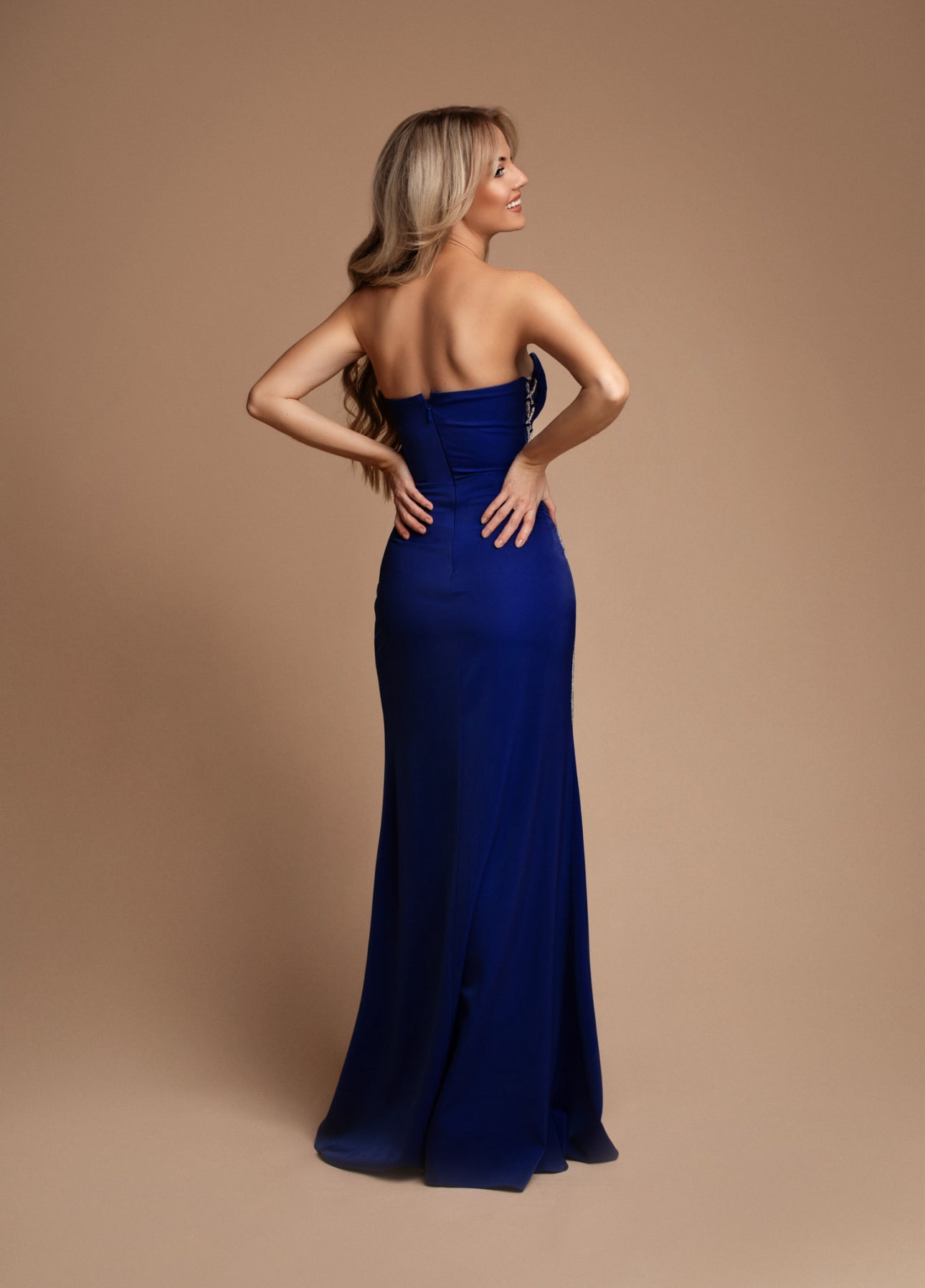 VESTIDO DE FIESTA LARGO L2437 AZUL REY - 2