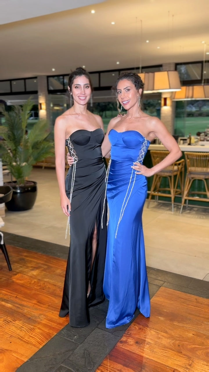 VESTIDO DE FIESTA LARGO L2437 AZUL REY - 5