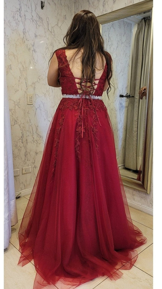 VESTIDO DE FIESTA LARGO L4245 BURDEO - 6
