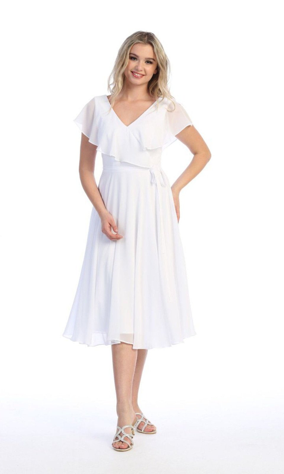 VESTIDO MEDIO M1677 EN COLOR BLANCO - 1