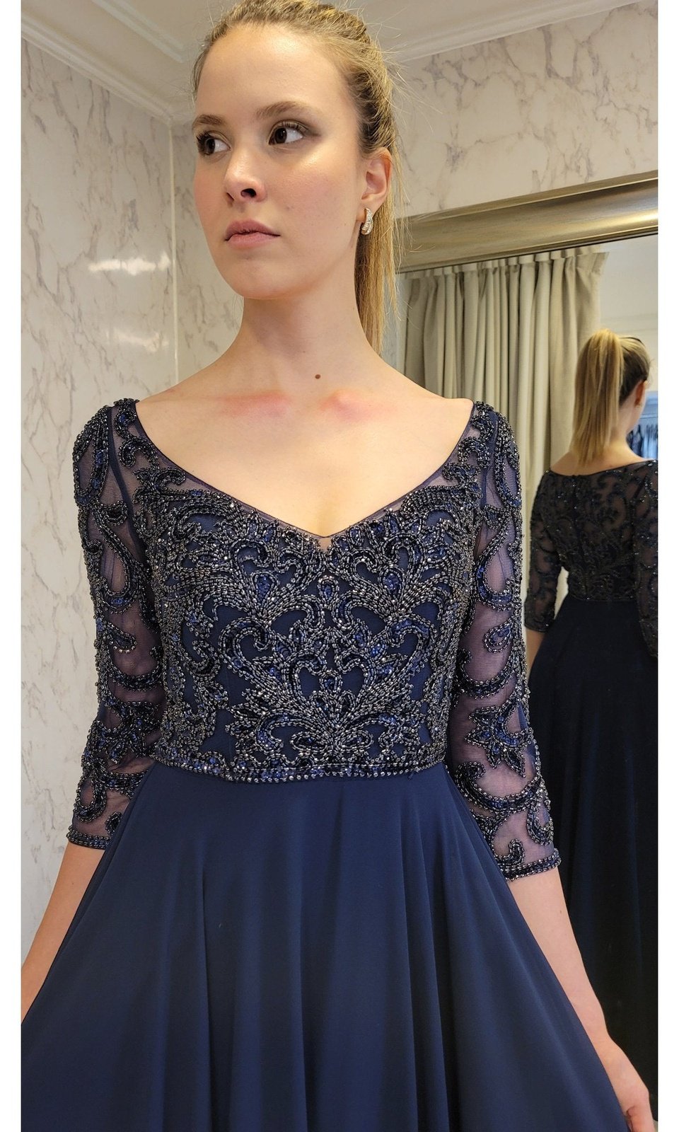 VESTIDO LARGO LMV1042 AZUL - 5