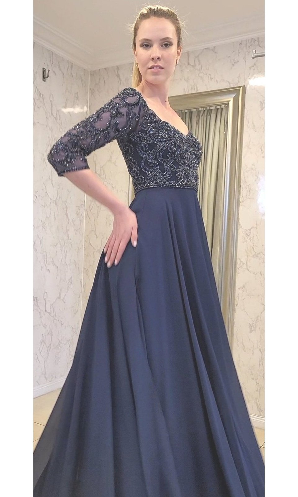 VESTIDO LARGO LMV1042 AZUL - 6
