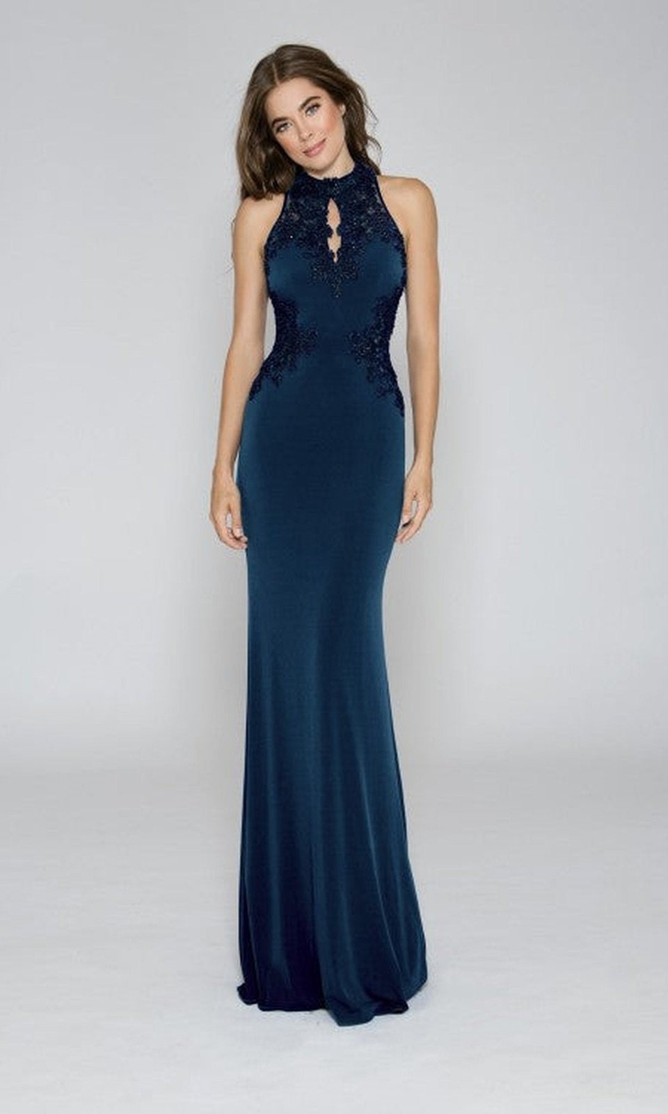 VESTIDO LARGO L16084 AZUL - 1