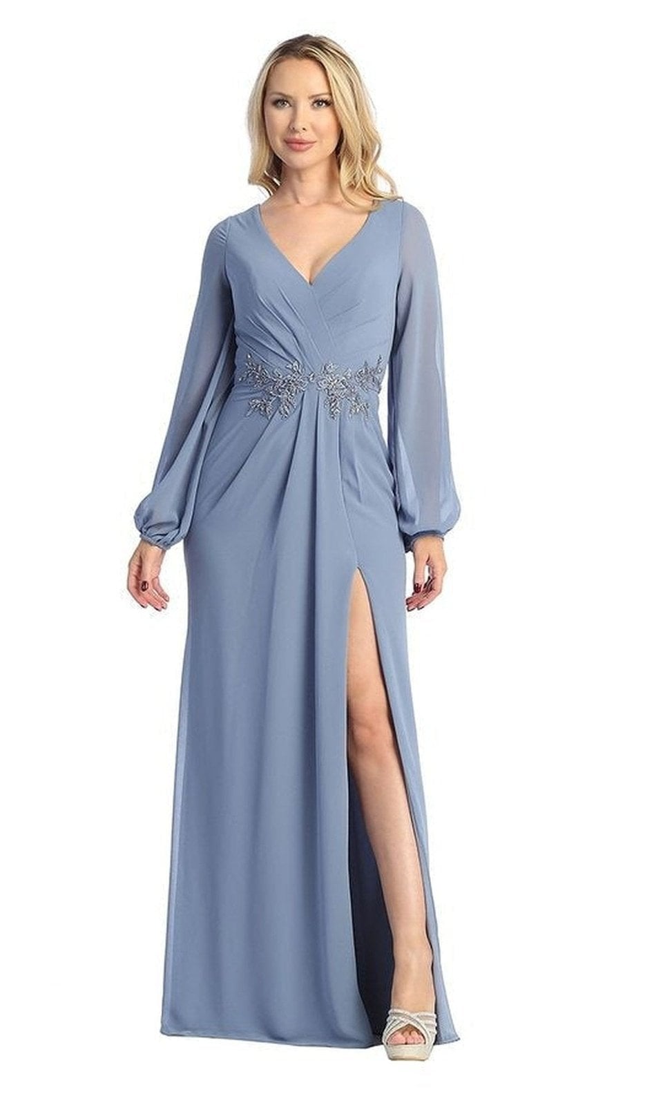 VESTIDO LARGO L7734 CELESTE - 1