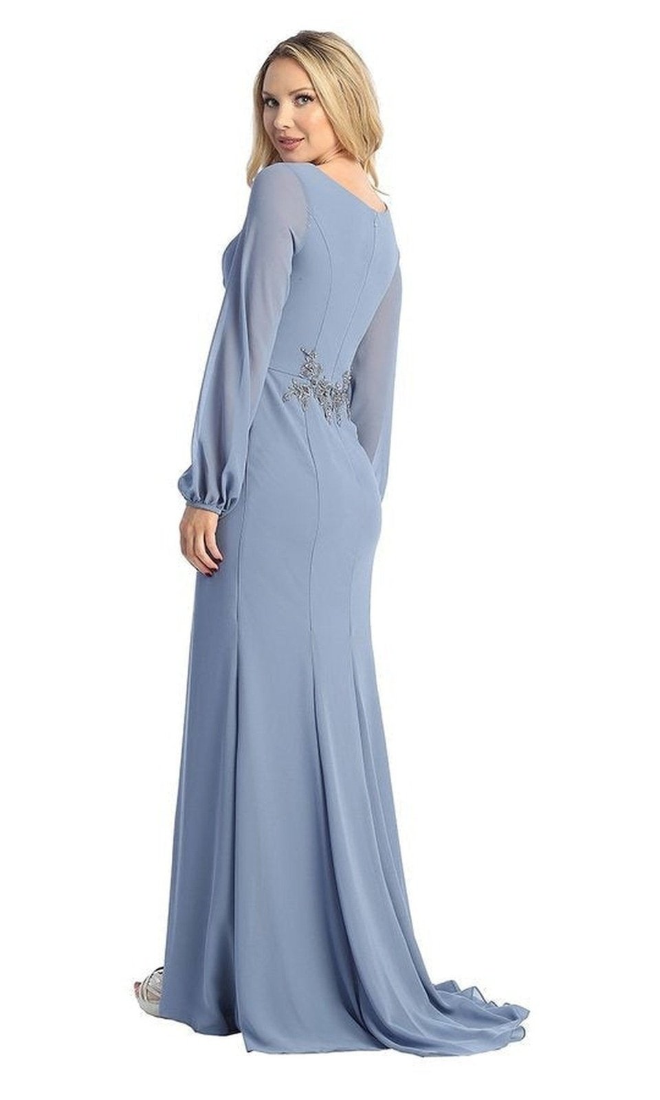 VESTIDO LARGO L7734 CELESTE - 2