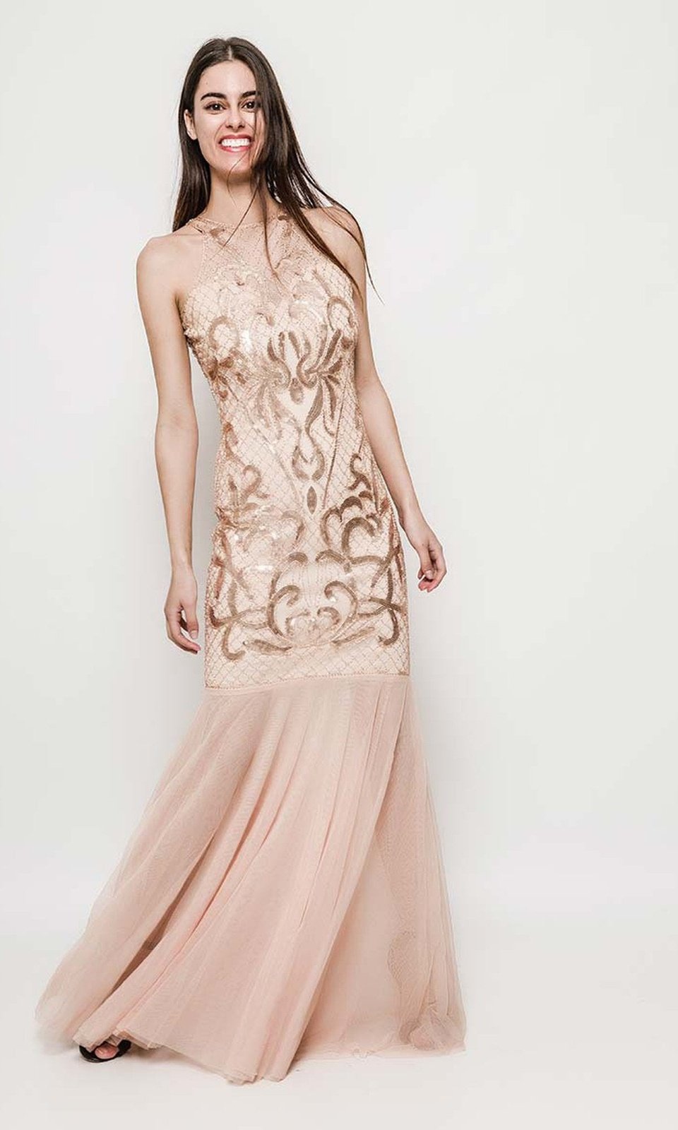 VESTIDO LARGO L202939 DORADO - 1