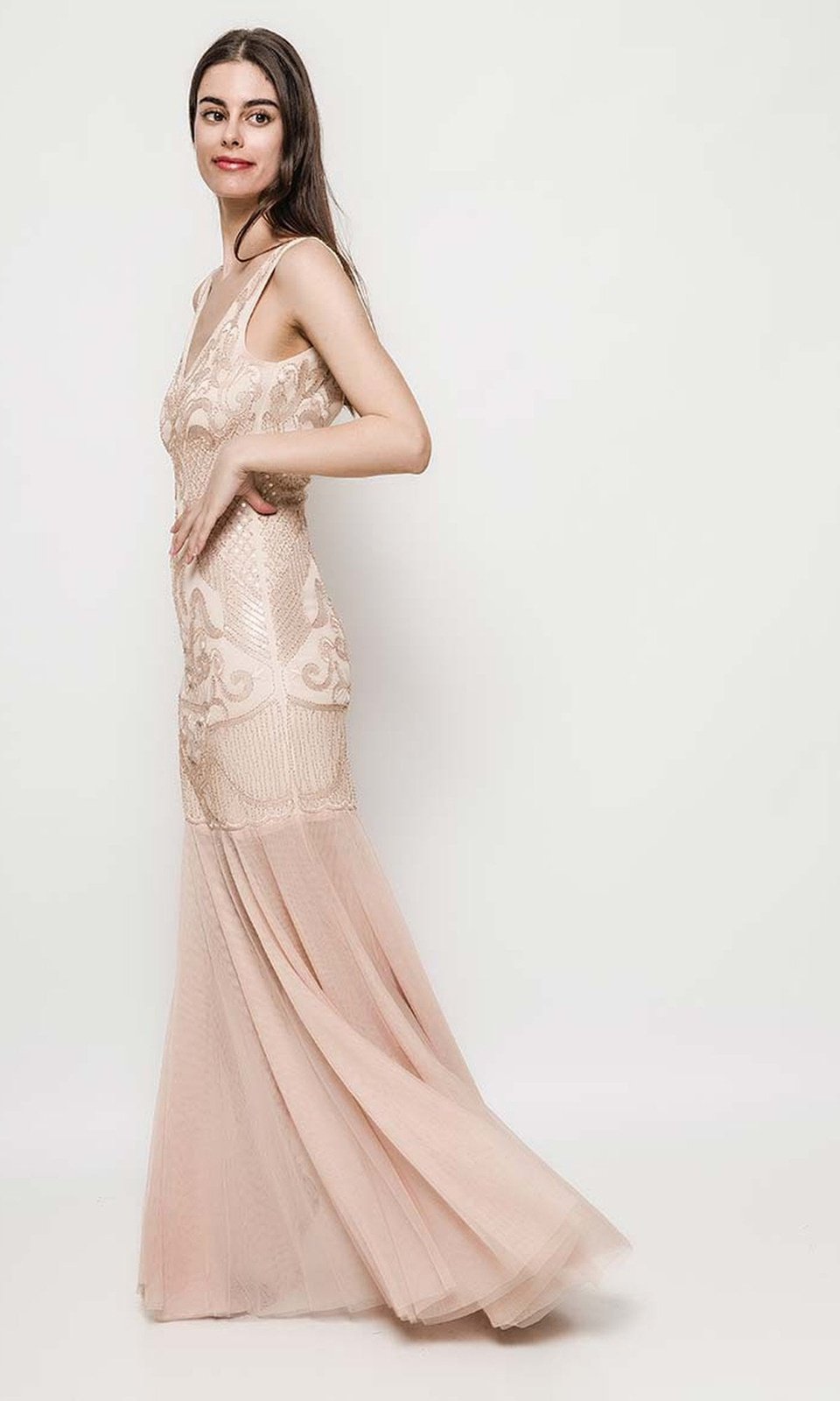 VESTIDO LARGO L202939 DORADO - 4