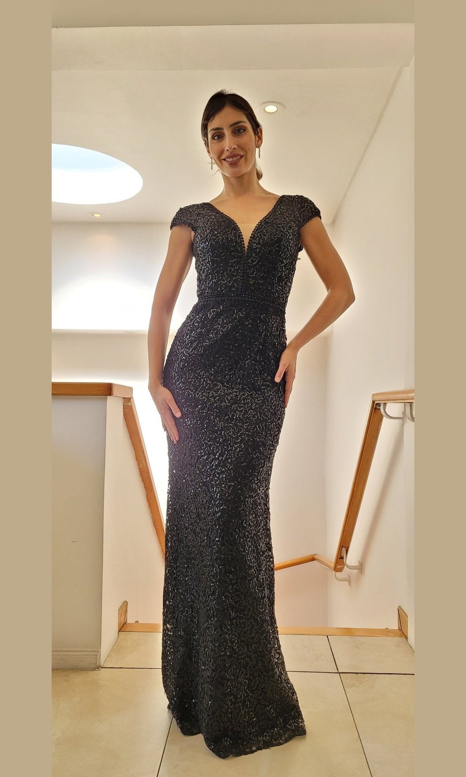 VESTIDO LARGO LMV1099 EN COLOR NEGRO - 1