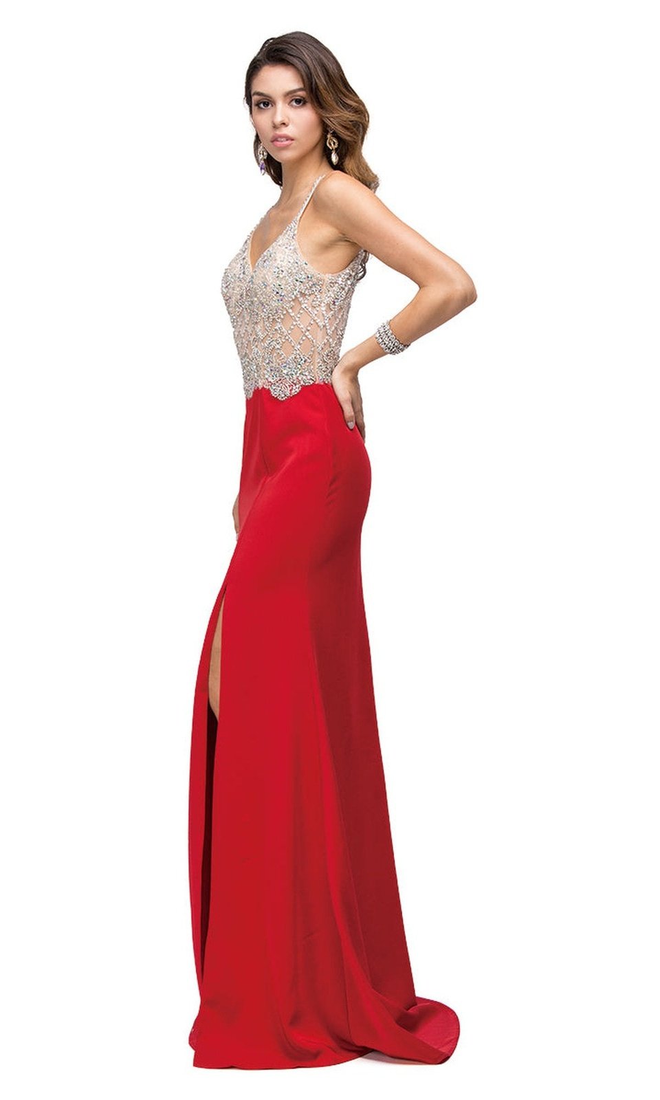 VESTIDO LARGO L9650 EN COLOR ROJO - 2