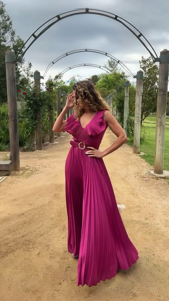 VESTIDO LARGO L7980 MAGENTA - 2
