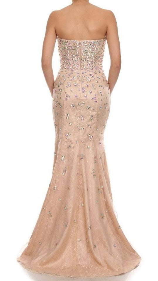 VESTIDO LARGO L18615 BEIGE - 2