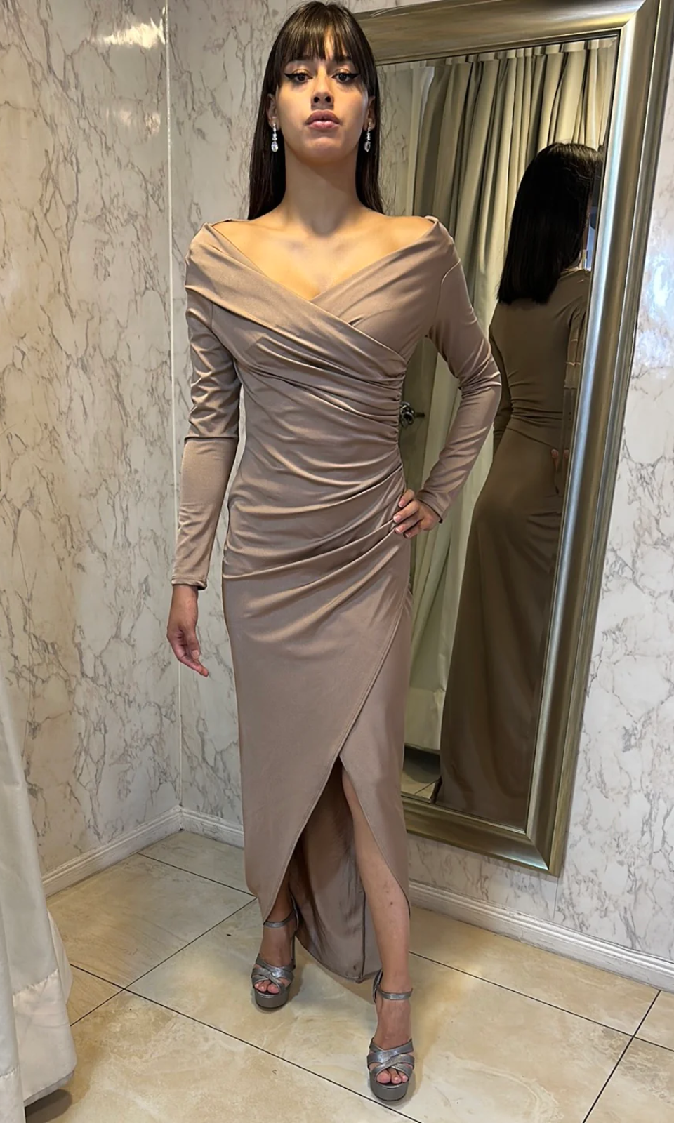 VESTIDO LARGO L8019 NUDE - 1